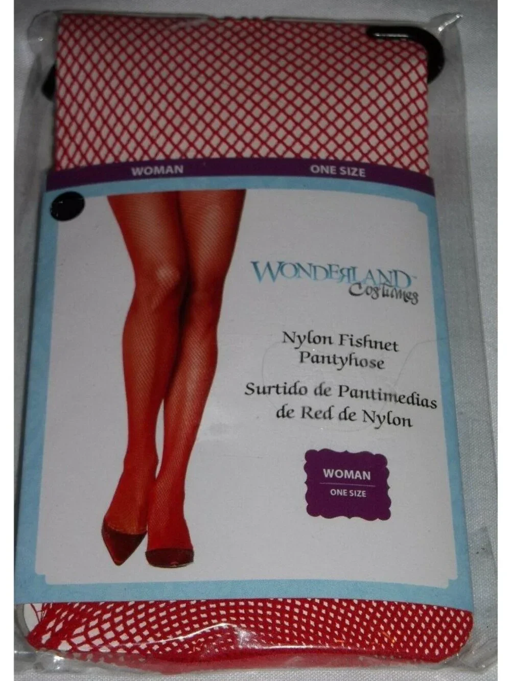 Halloween Costume Adult Red Fishnet Tights Stockings Pantyhose Vixen Woman